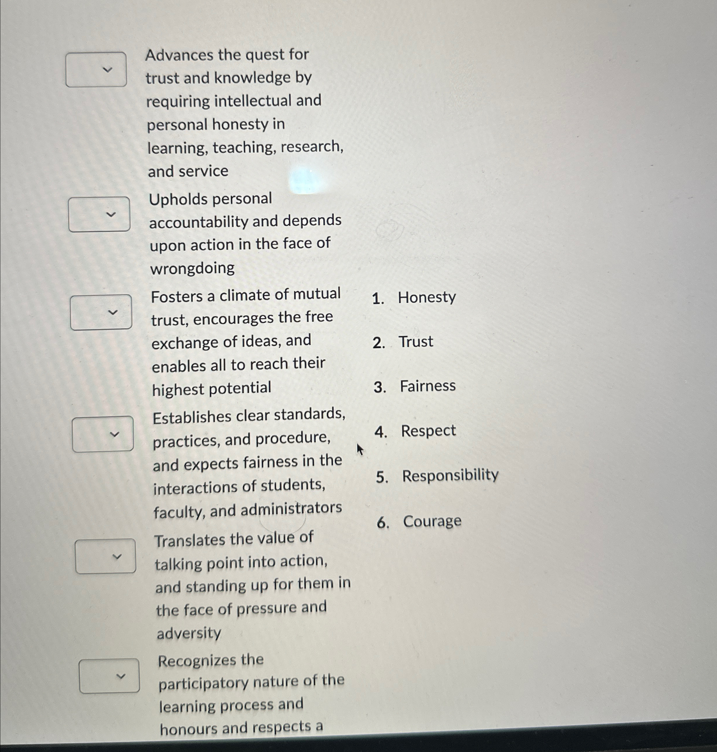  Advances the quest for trust and knowledge by requiring intellectual and