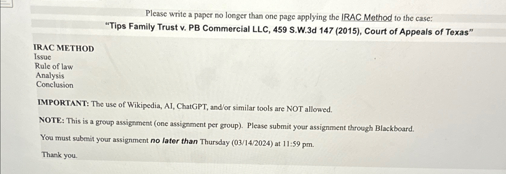  Please write a paper no longer than one page applying the