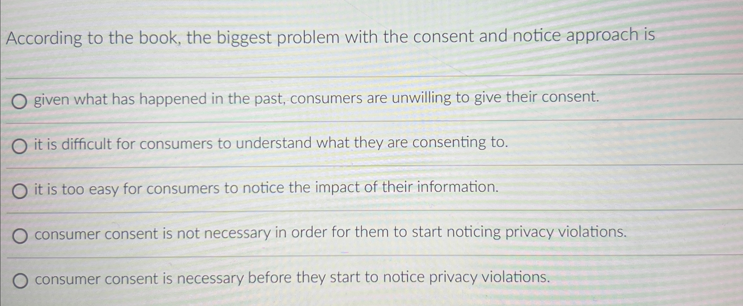  According to the book, the biggest problem with the consent and