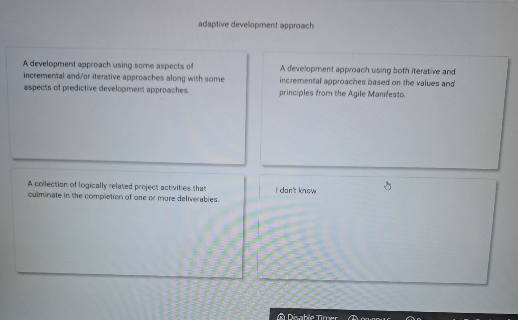  adaptive development approach A development approach using some aspects of incremental