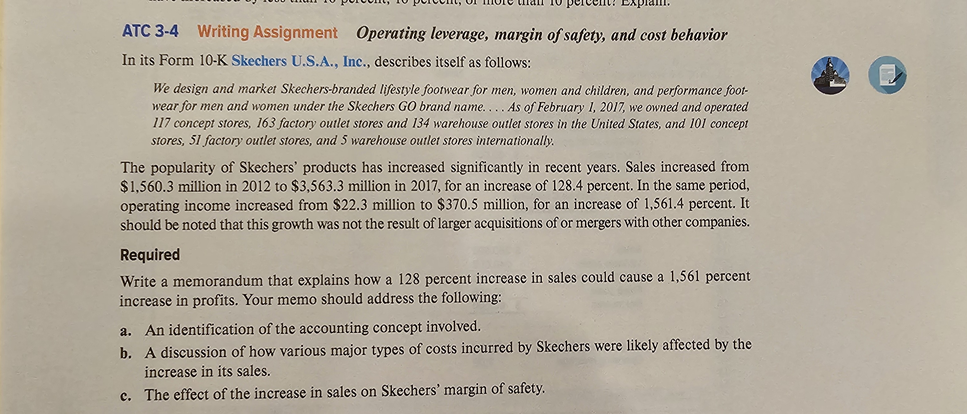  ATC 3-4 Writing Assignment Operating leverage, margin of safety, and cost