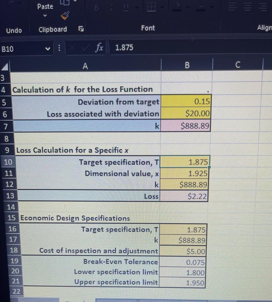 Paste 8 9 Loss Calculation for a Specific x \begin{tabular}{|r|r|r|} \hline