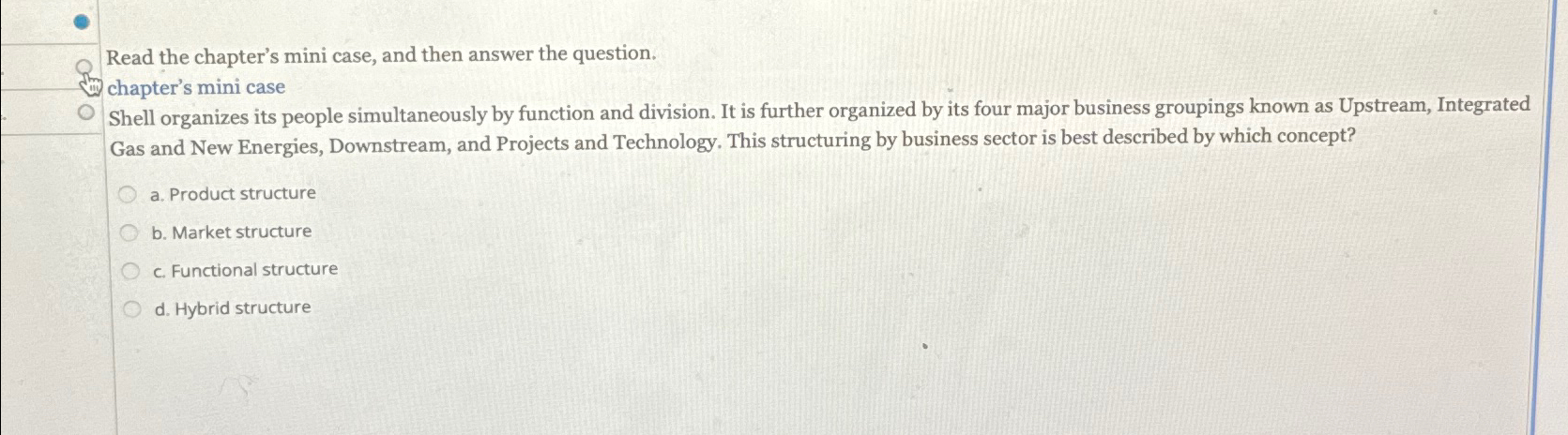  Read the chapter's mini case, and then answer the question. chapter's