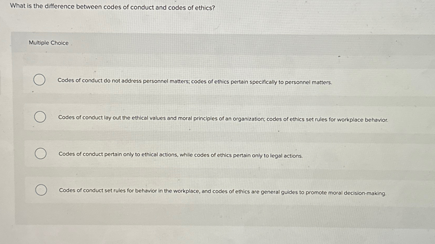  What is the difference between codes of conduct and codes of