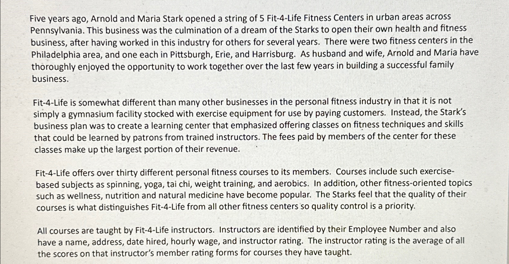  Five years ago, Arnold and Maria Stark opened a string of