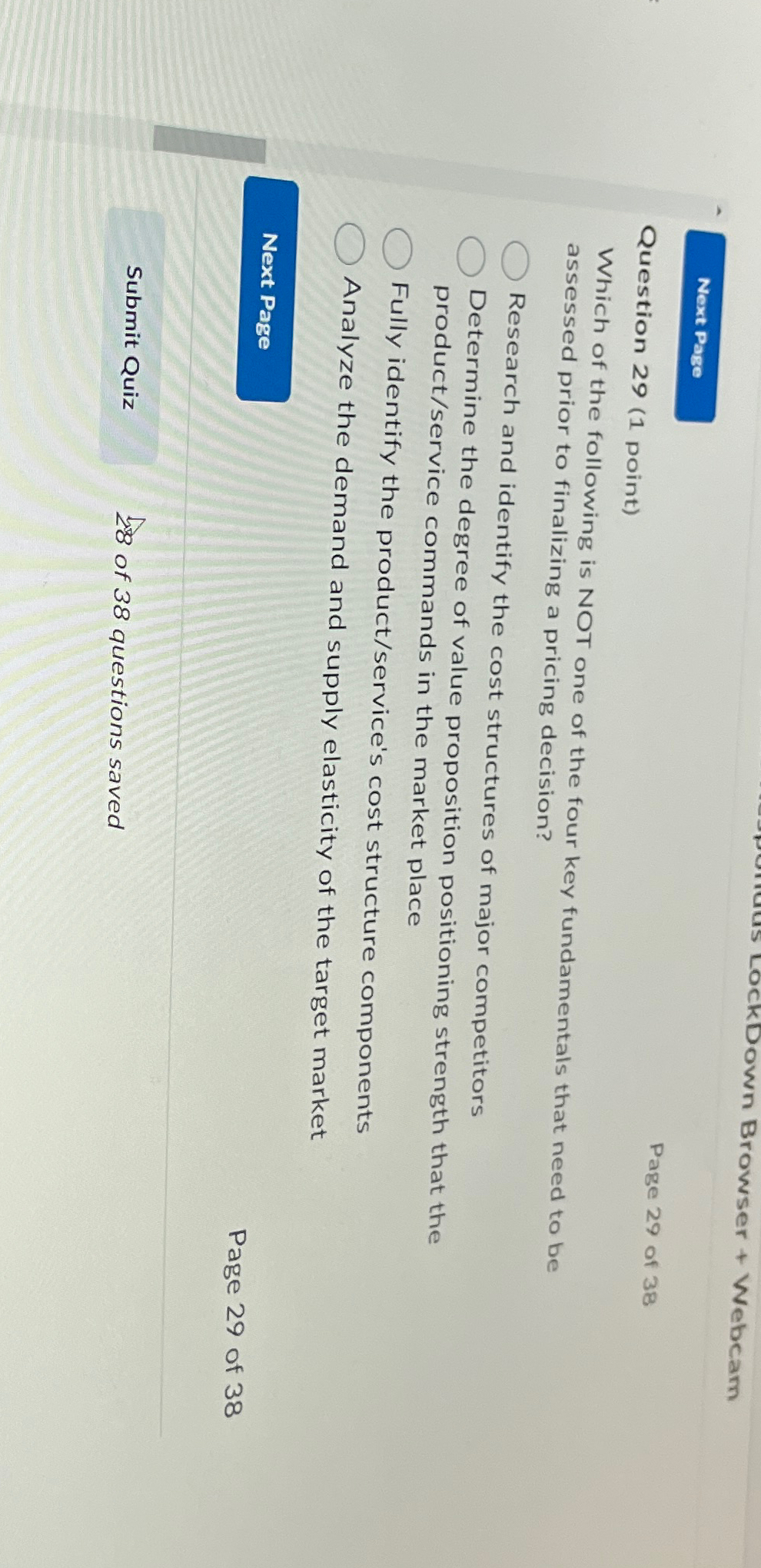  Question 29(1 point) Page 29 of 38 Which of the following