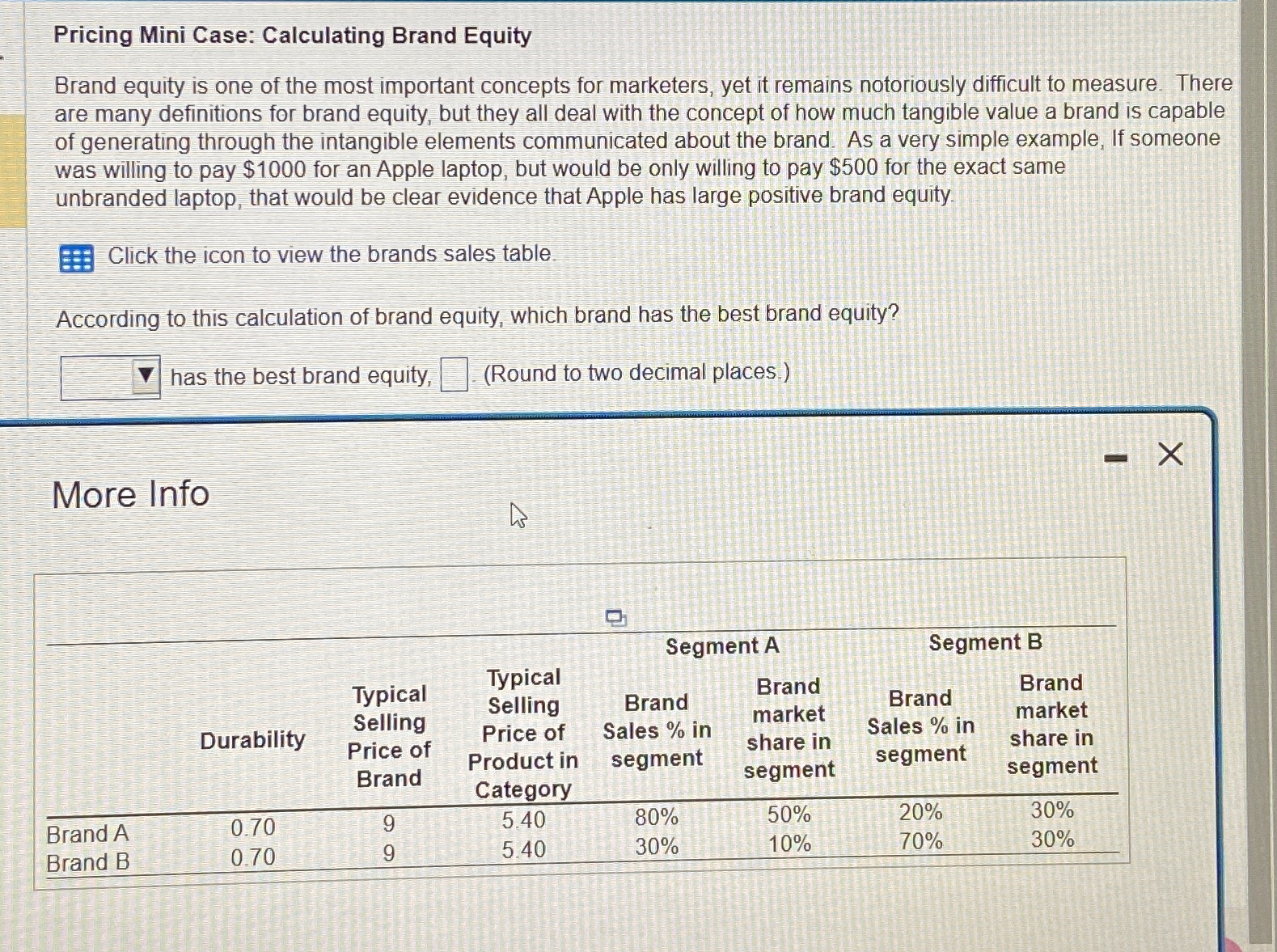  Pricing Mini Case: Calculating Brand Equity Brand equity is one of