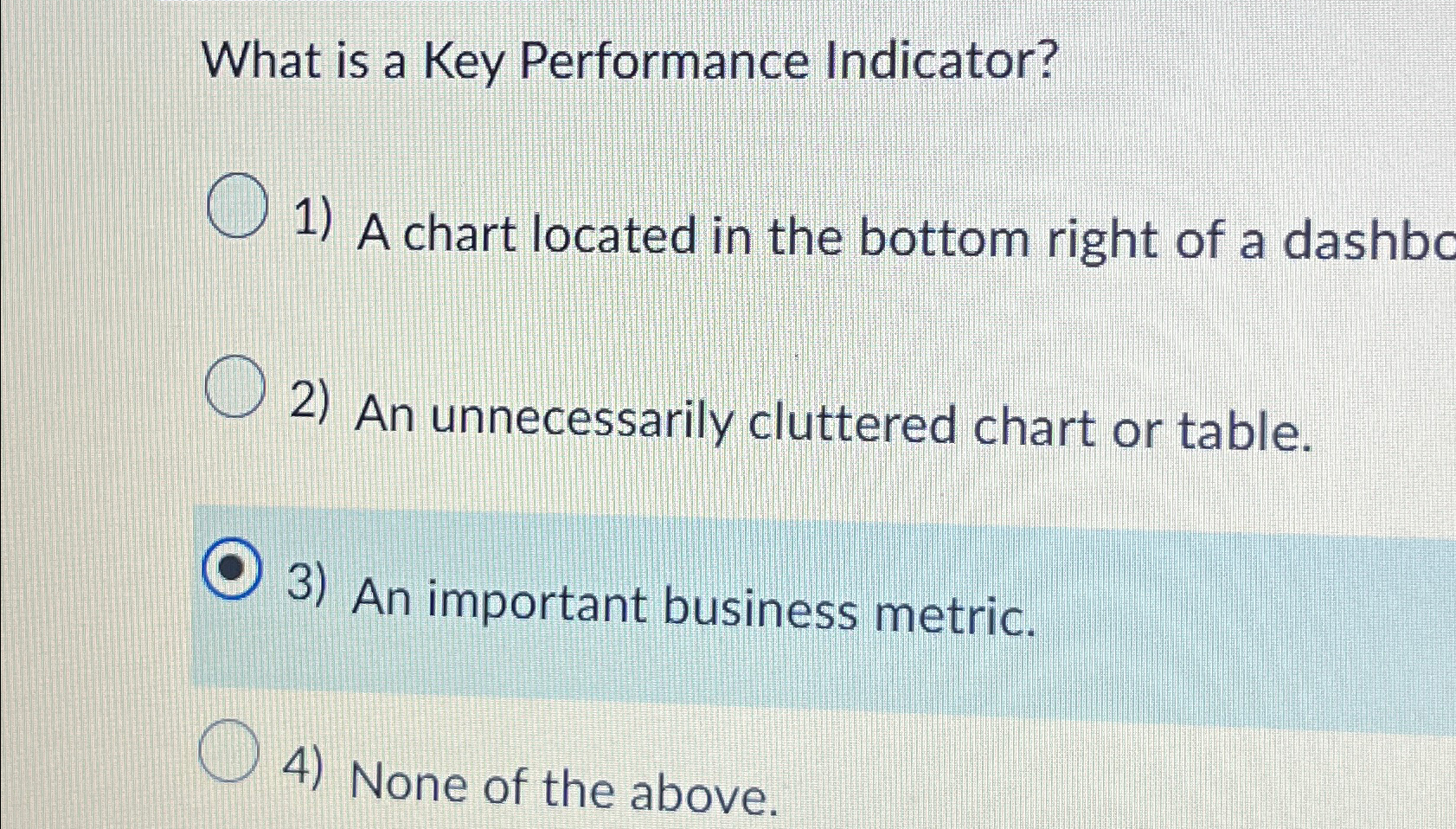  What is a Key Performance Indicator? A chart located in the
