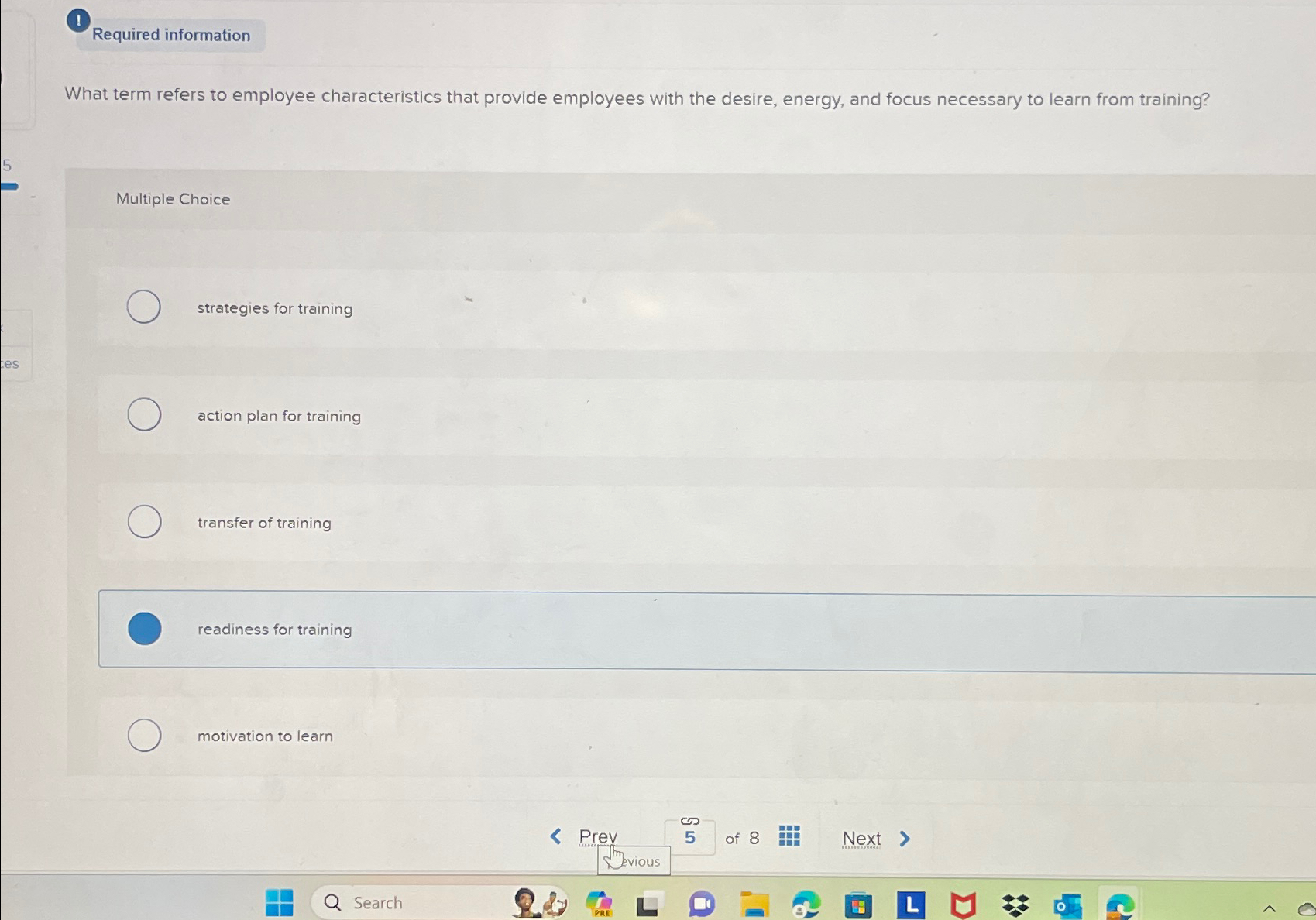  (1) Required information What term refers to employee characteristics that provide