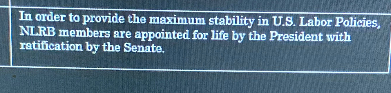  True or false: In order to provide the maximum stability in