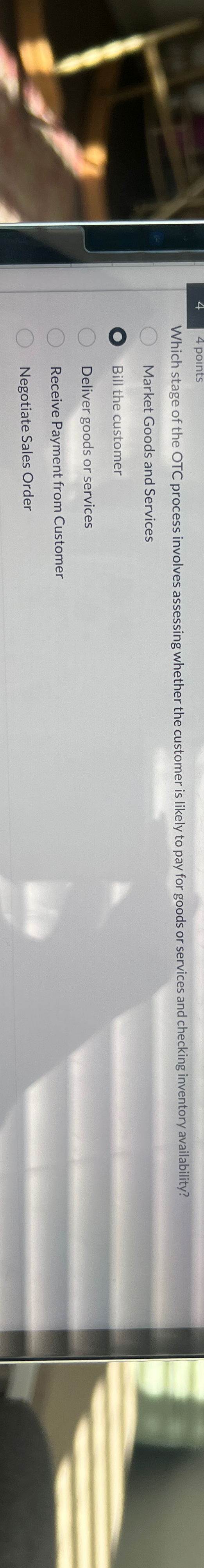  Which stage of the OTC process involves assessing whether the customer