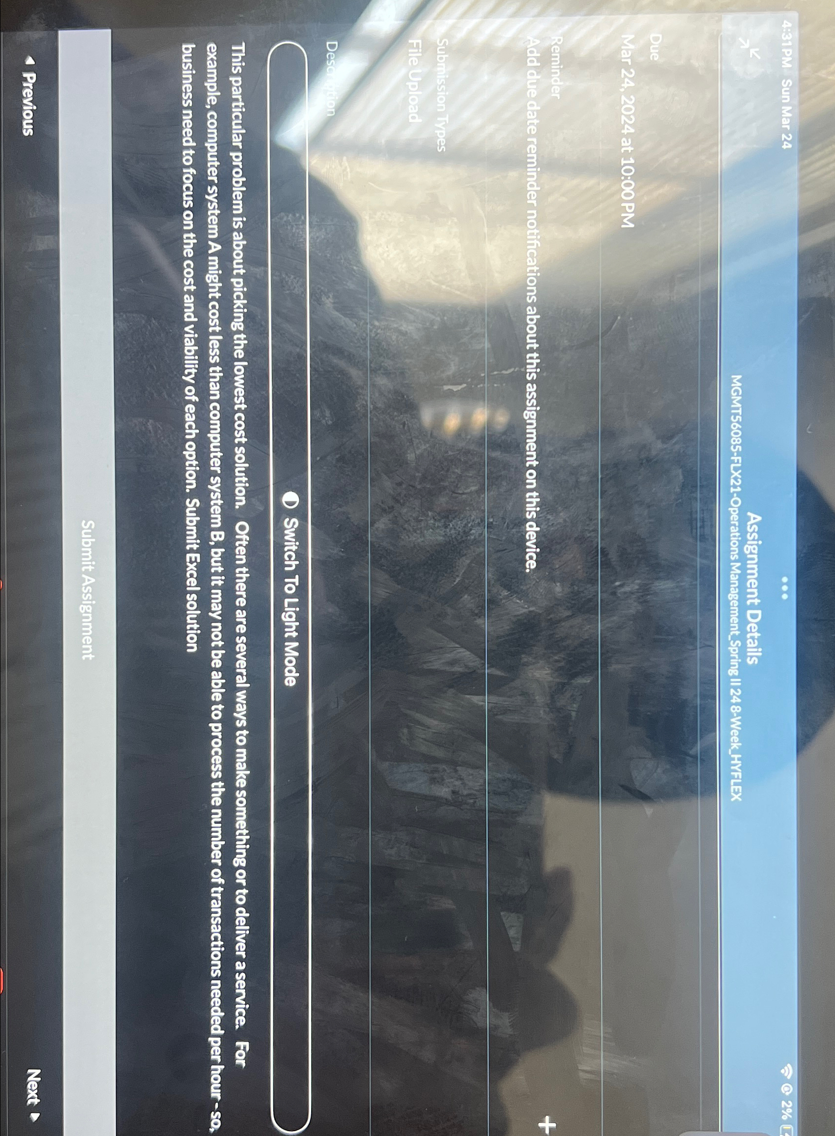  4:31PM Sun Mar 24 Assignment Details MGMT56085-FLX21-Operations Management_Spring II 248-Week_HYFLEX Due