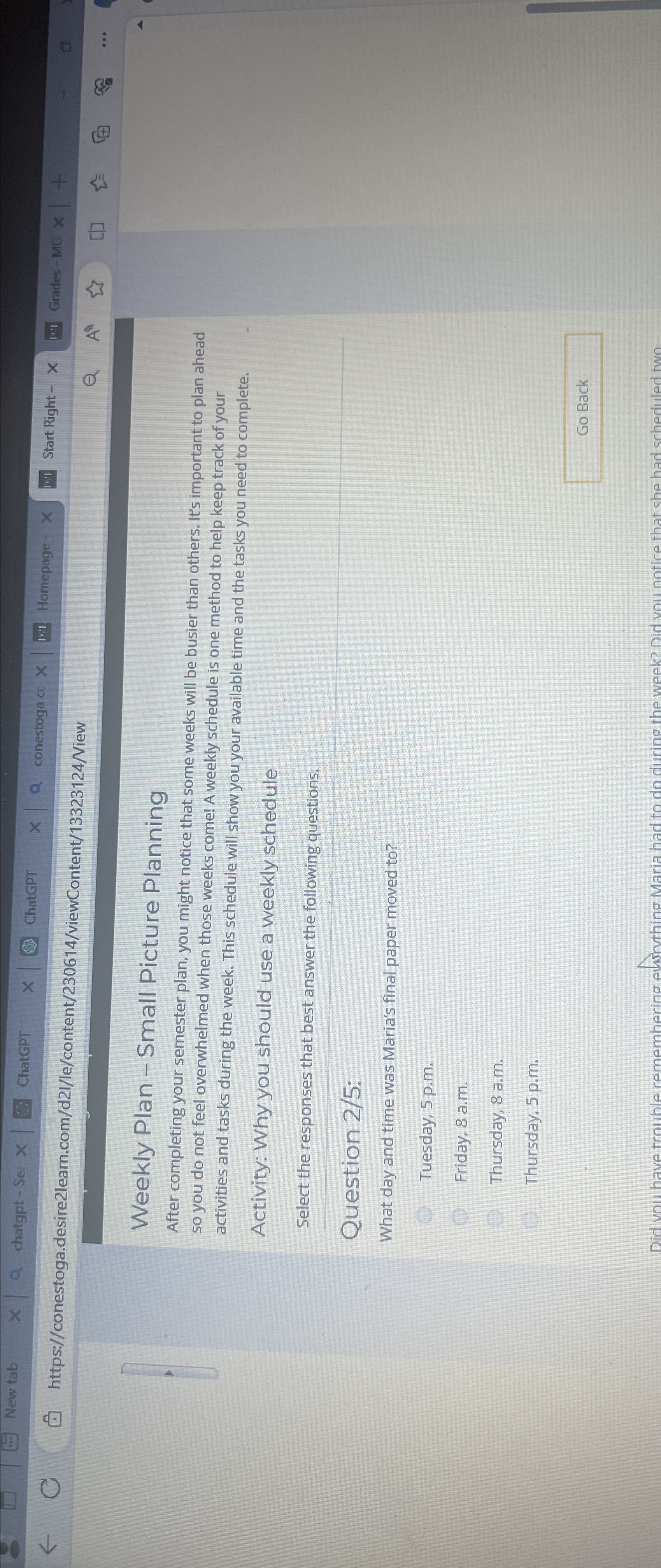  Weekly Plan - Small Picture Planning After completing your semester plan,