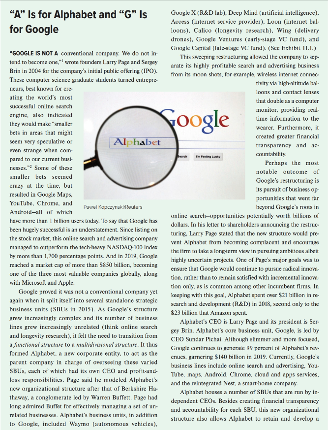 Read the Google Chaptercase at the end of Chapter 11, and then