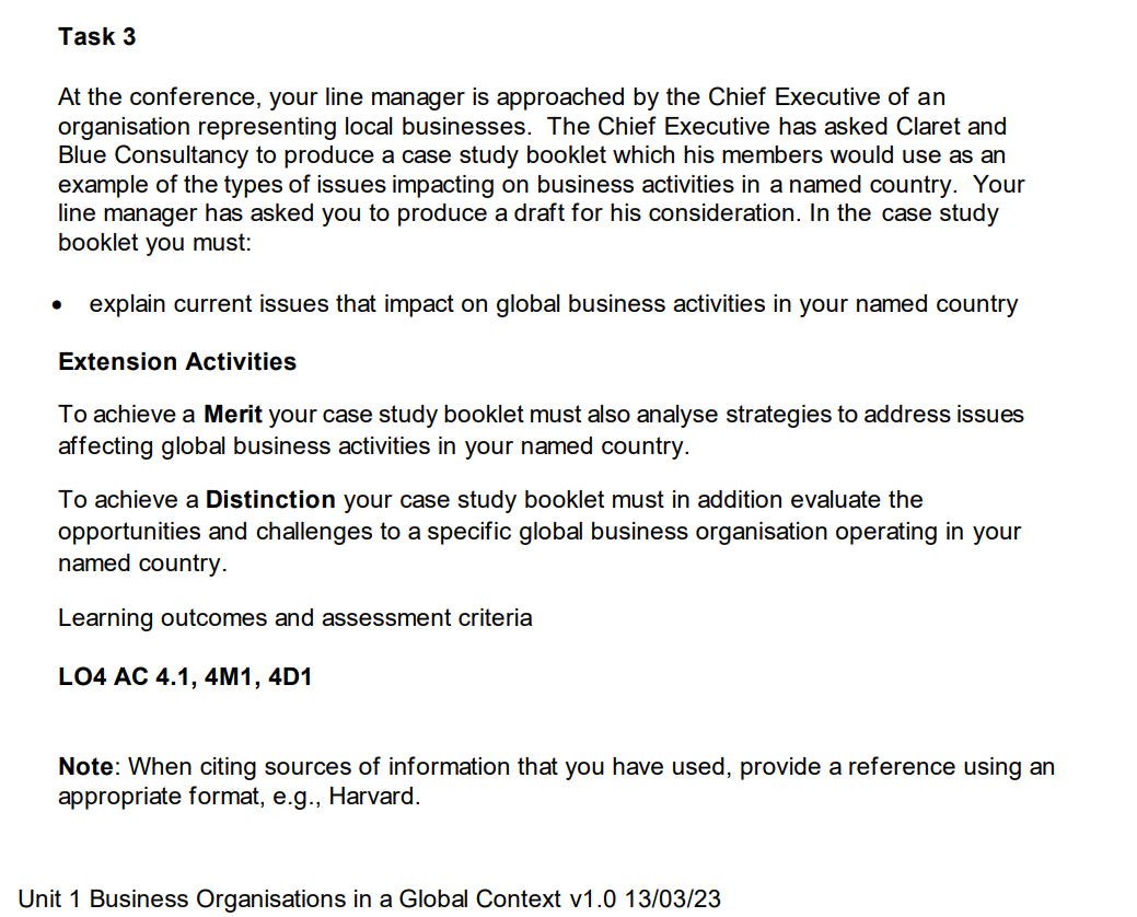  Task 3 At the conference, your line manager is approached by