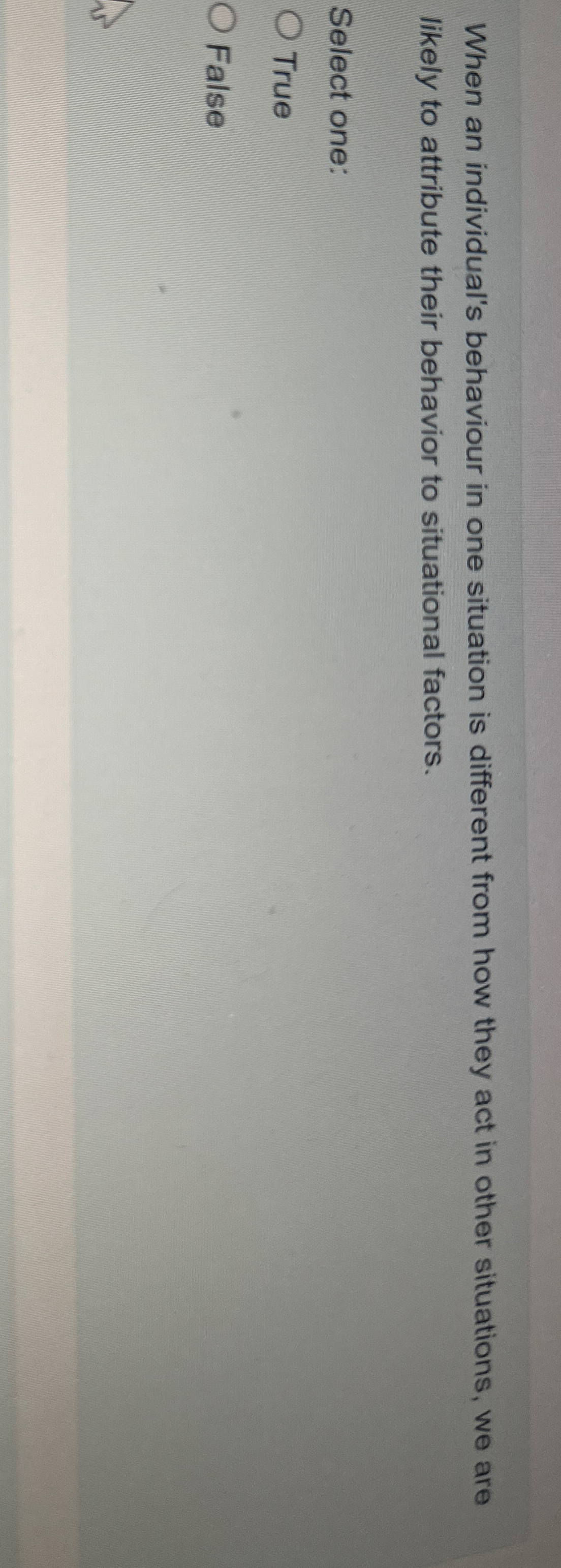  When an individual's behaviour in one situation is different from how