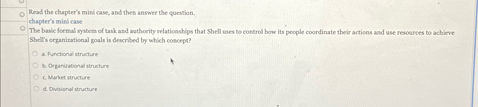  Read the chapter's mini case, and then answer the question. chapter's