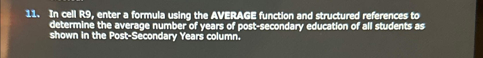  In cell R9, enter a formula using the AVERACE function and