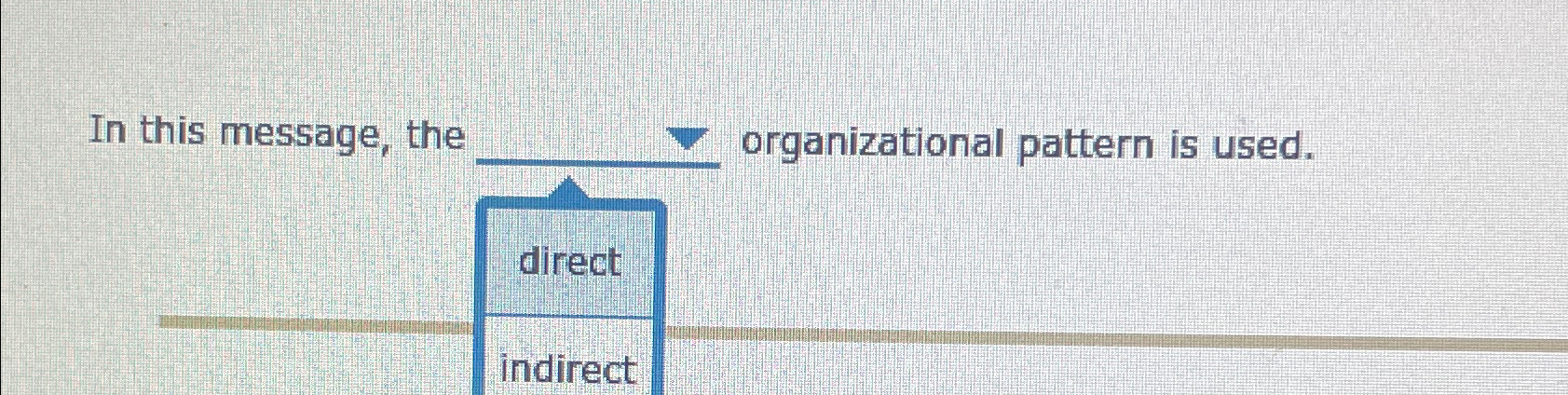  In this message, the organizational pattern is used. 
