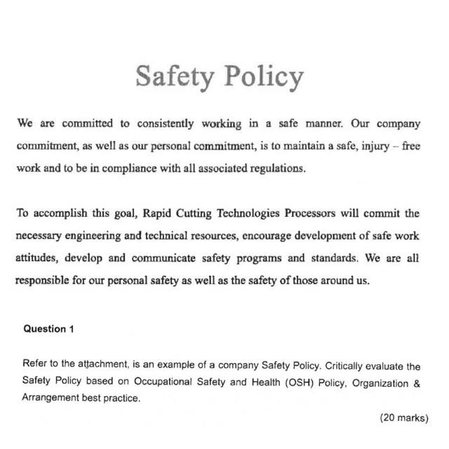  We are committed to consistently working in a safe manner. Our