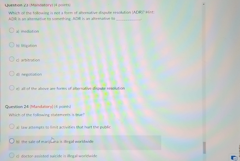  Question 23(Mandatory)(4 points) Which of the following is not a form