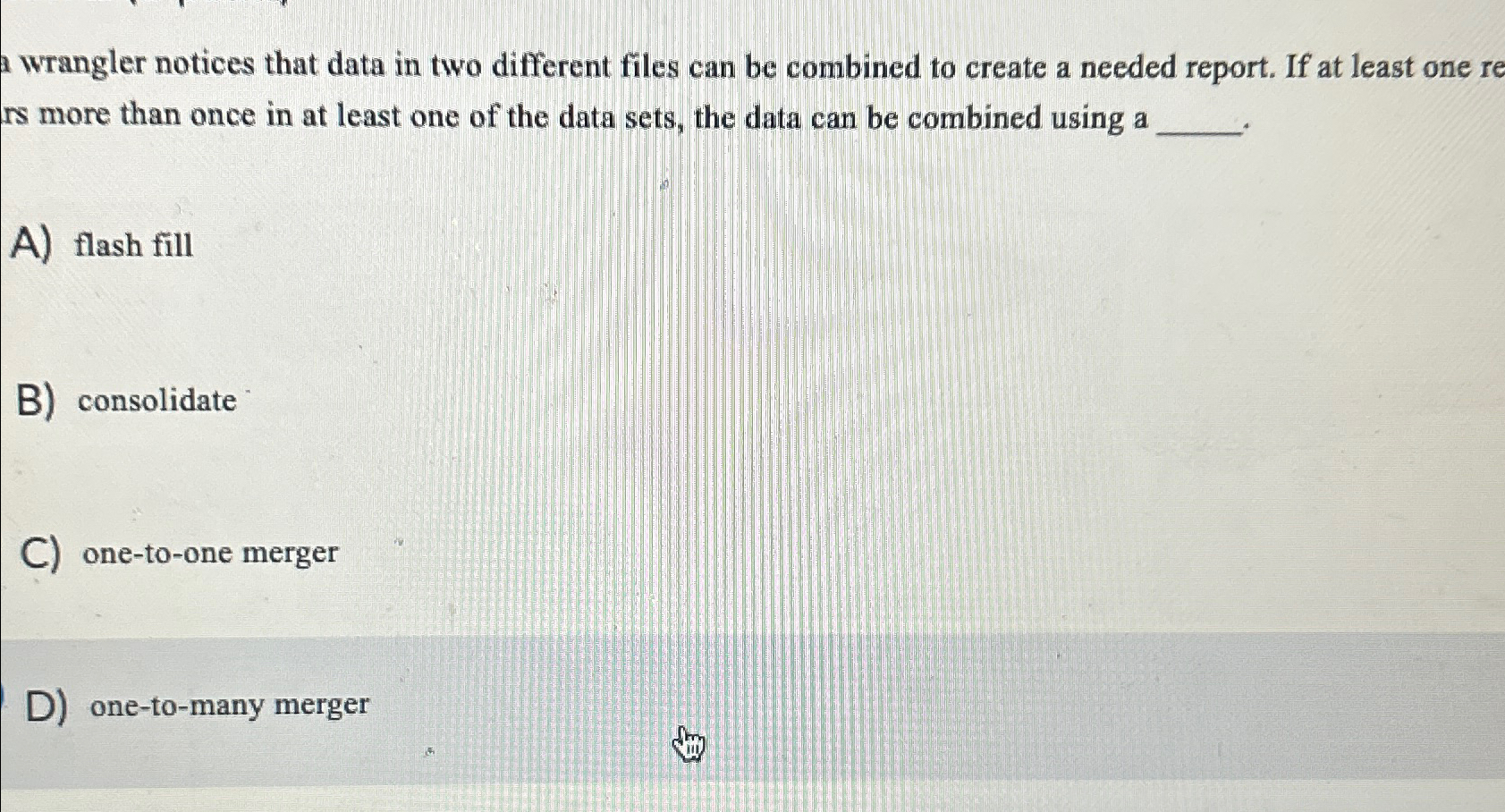  wrangler notices that data in two different files can be combined