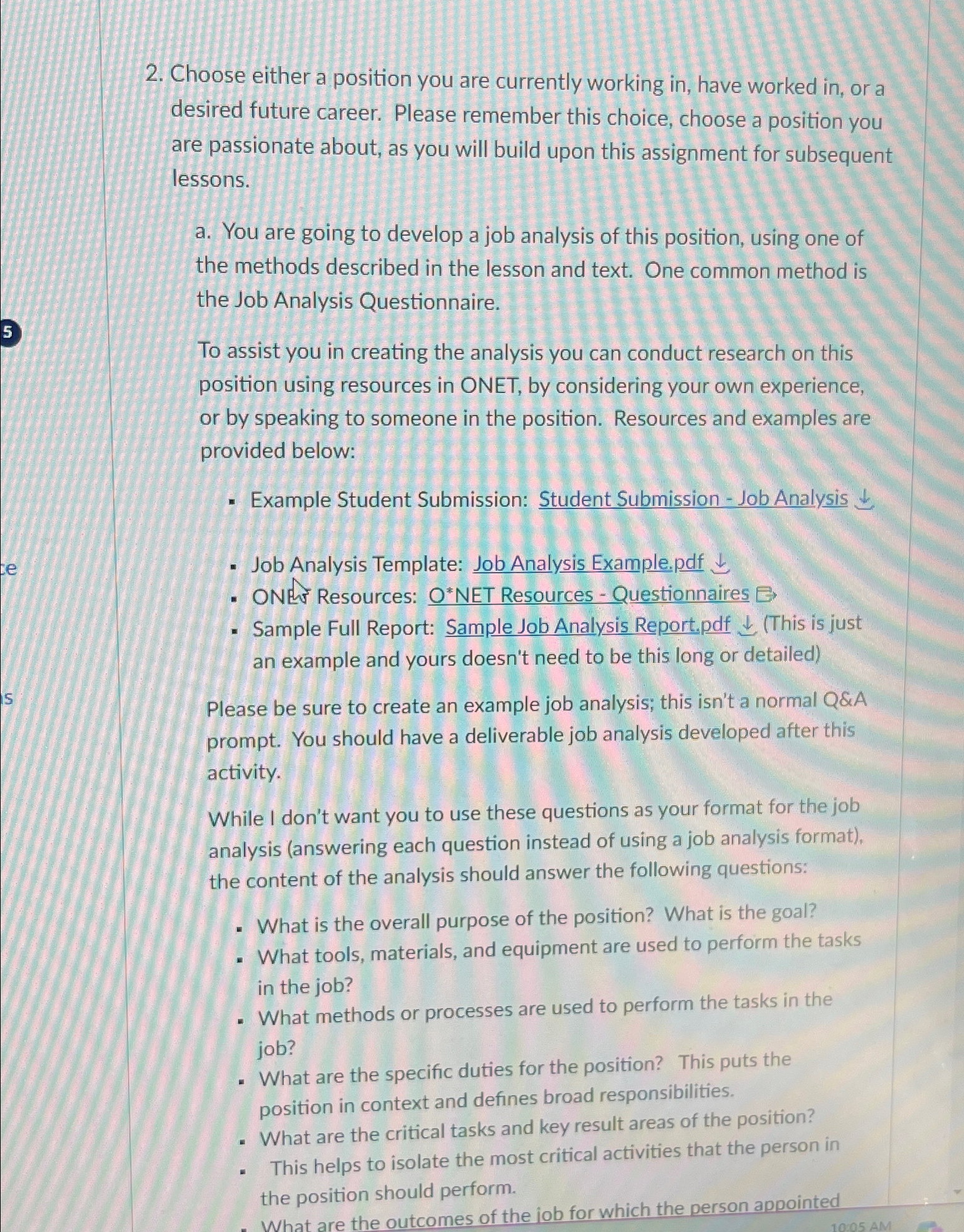  Choose either a position you are currently working in, have worked