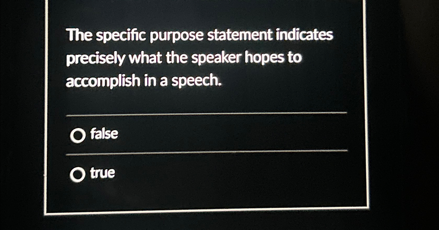  The specific purpose statement indicates precisely what the speaker hopes to