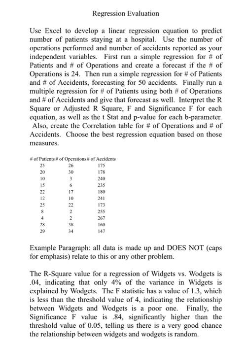  Use Excel to develop a linear regression equation to predict number