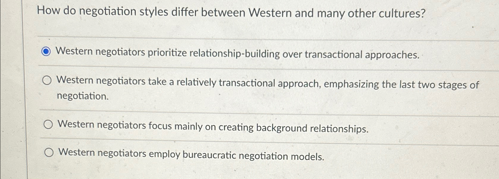  How do negotiation styles differ between Western and many other cultures?