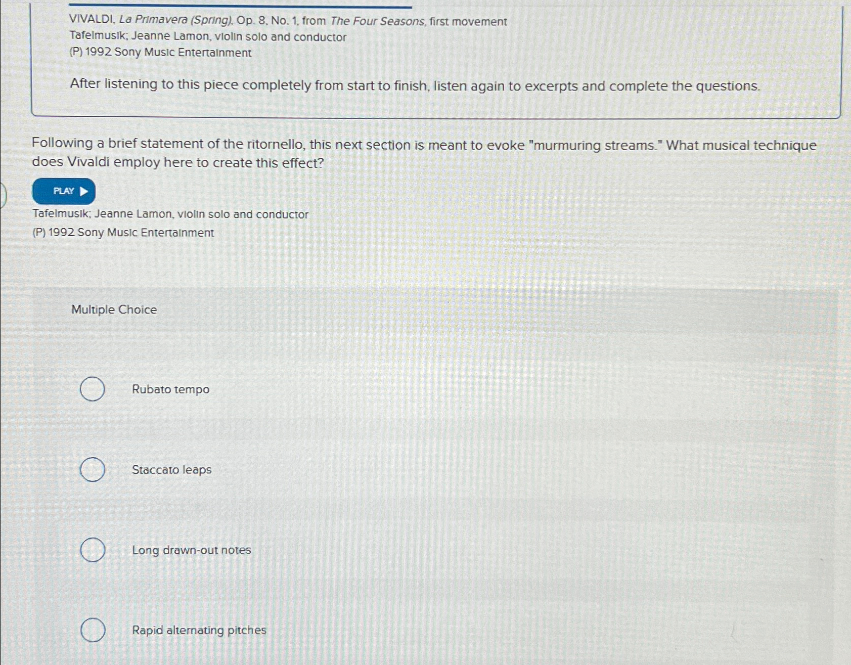  VIVALDI, La Primavera (Spring). Op.8, No.1, from The Four Seasons, first