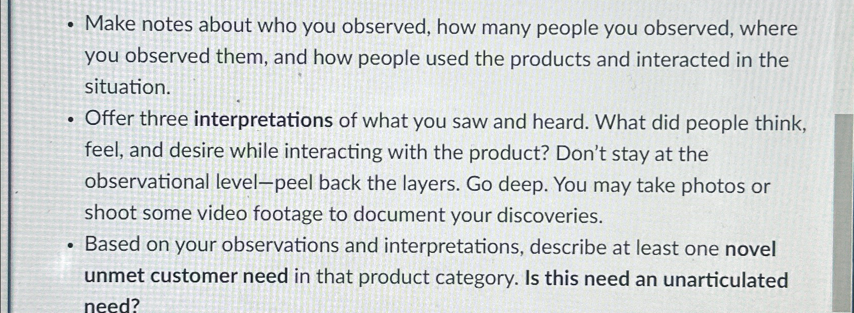  Make notes about who you observed, how many people you observed,