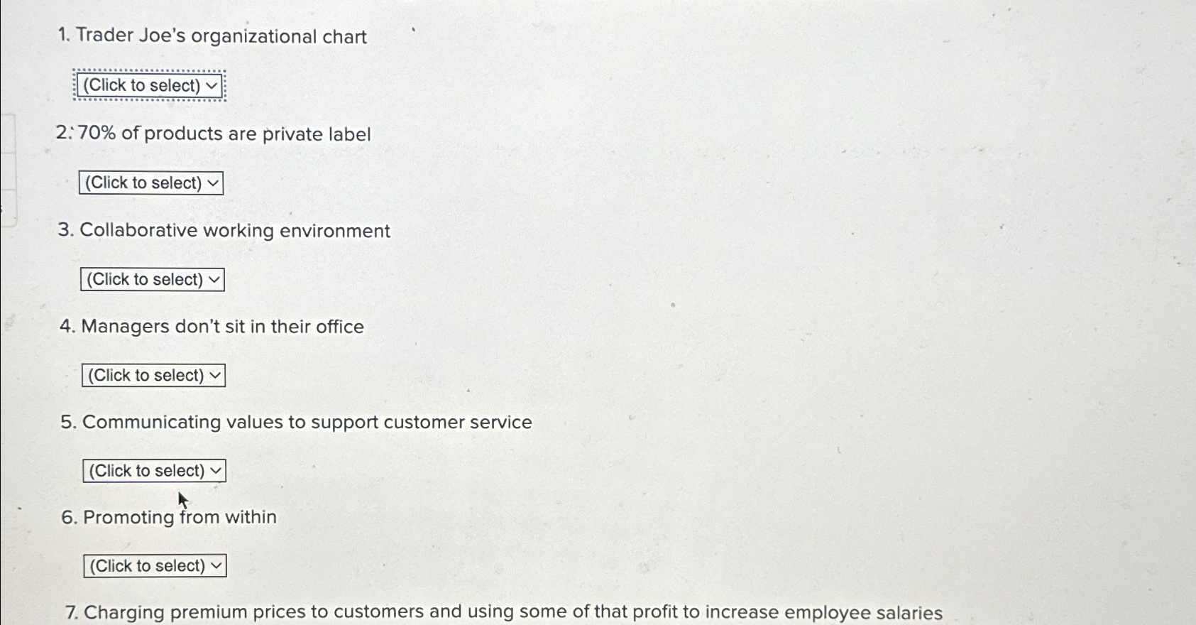  Trader Joe's organizational chart (Click to select)2 2: 70% of products