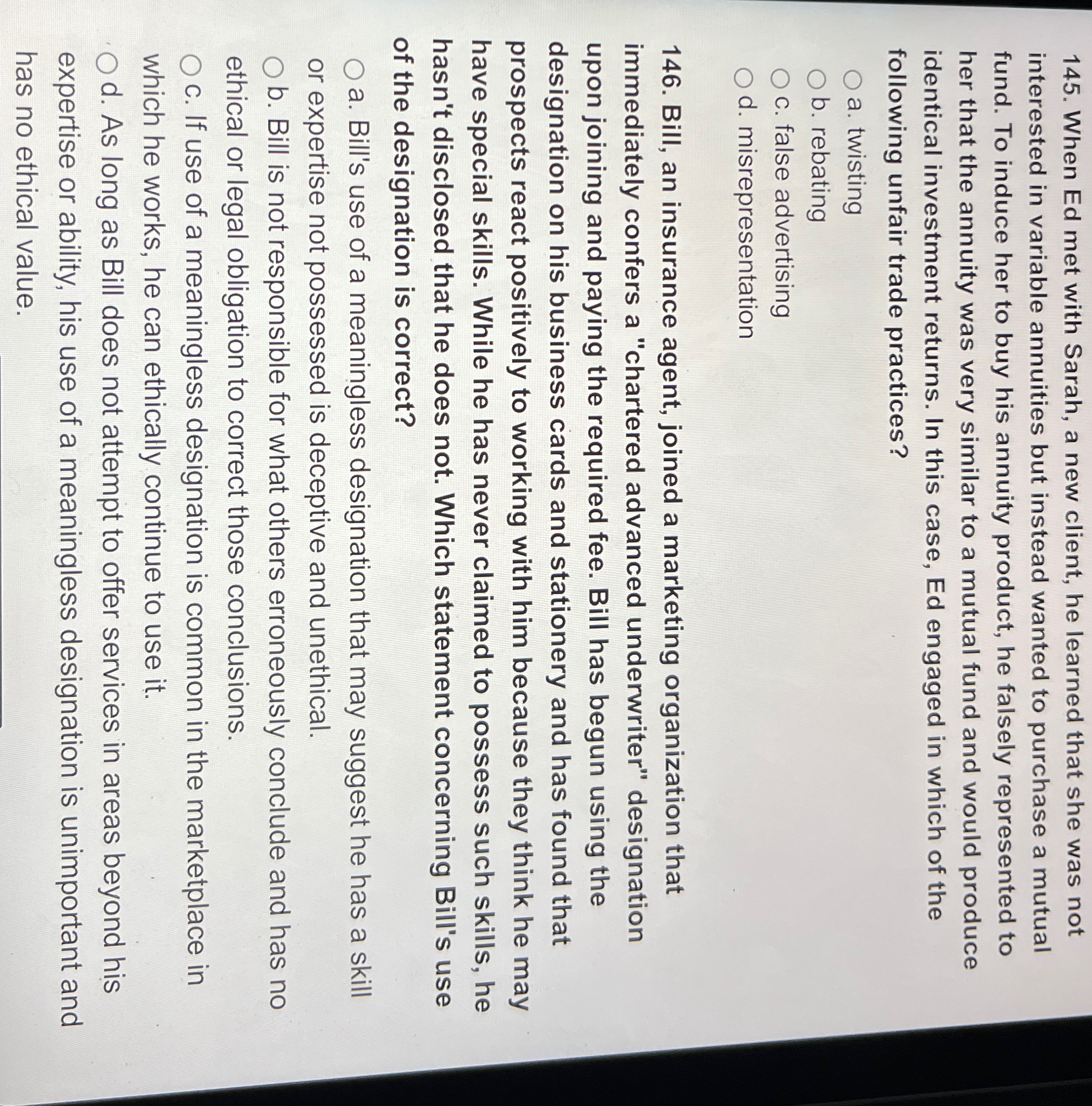  When Ed met with Sarah, a new client, he learned that