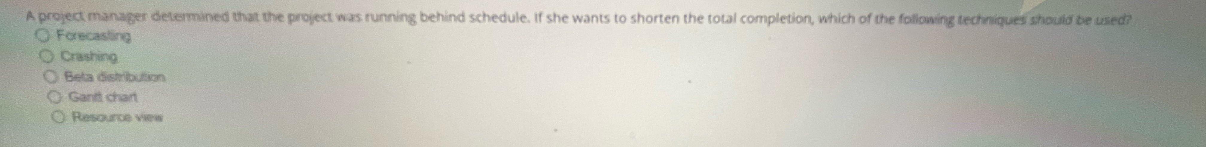  A project manager determined that the project was running behind schedule.