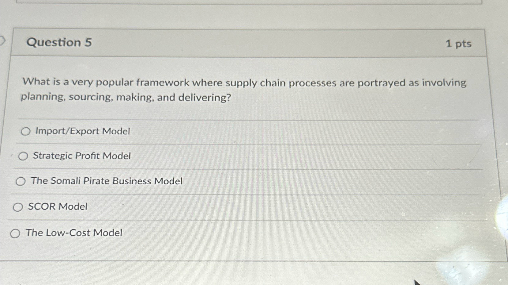  Question 5 1 pts What is a very popular framework where