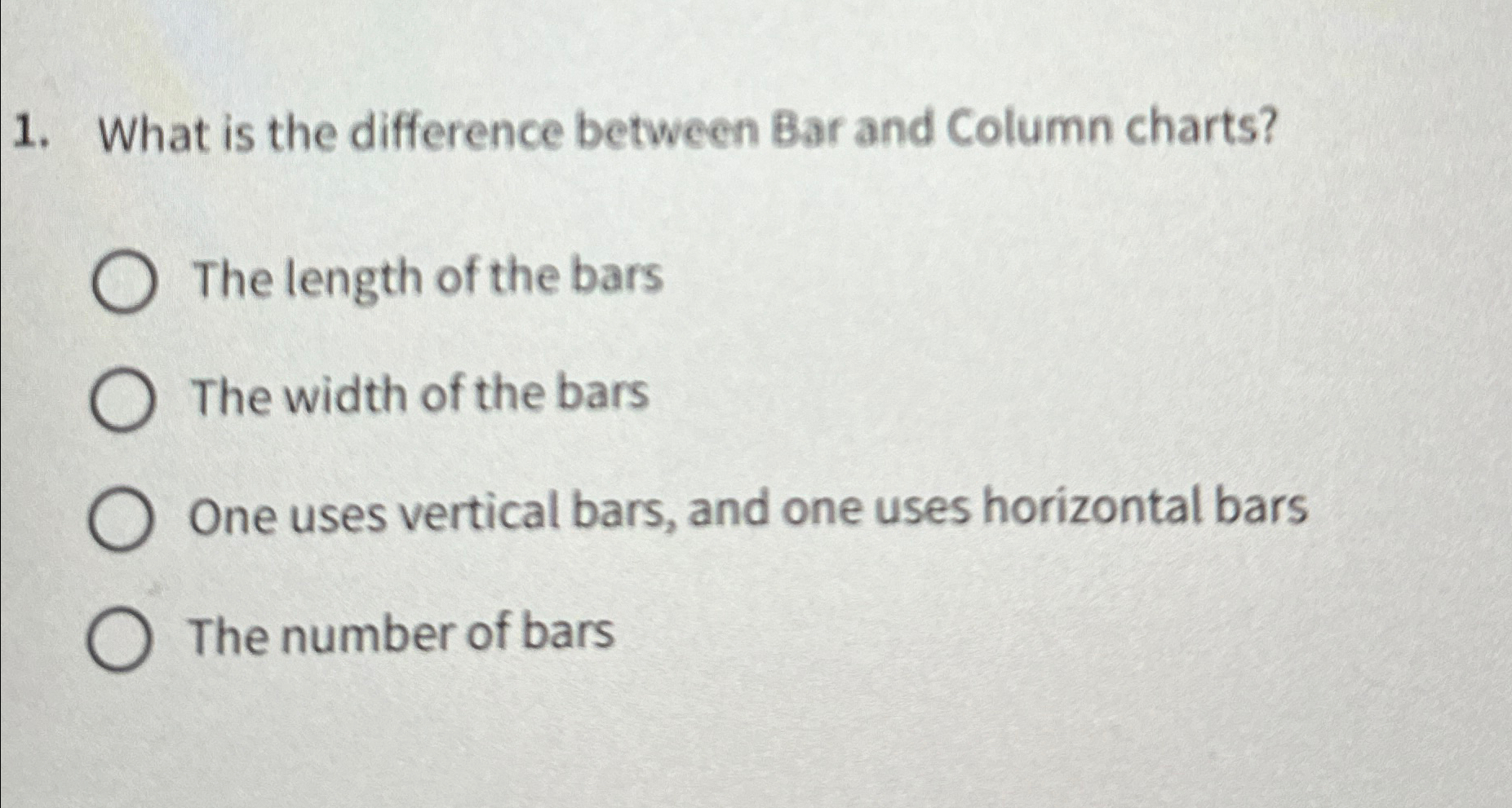 What is the difference between Bar and Column charts? The length