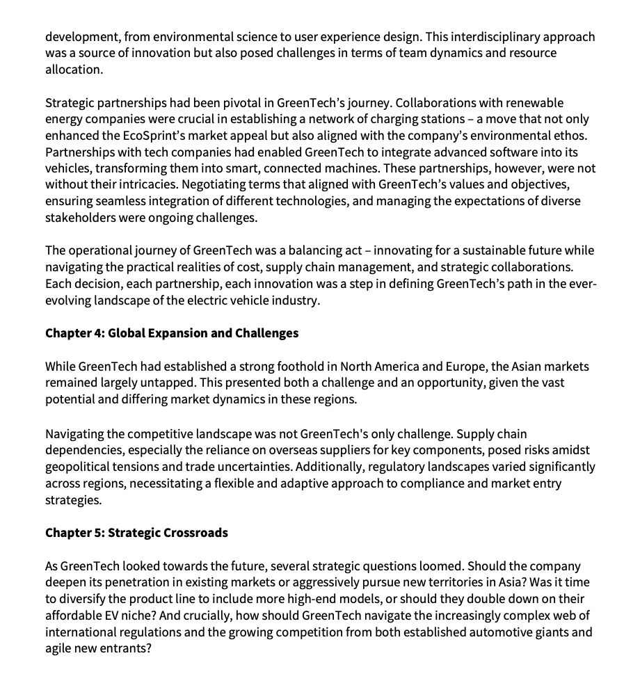  Case Study: GreenTech Innovations Inc. - Steering Through the Electric Vehicle