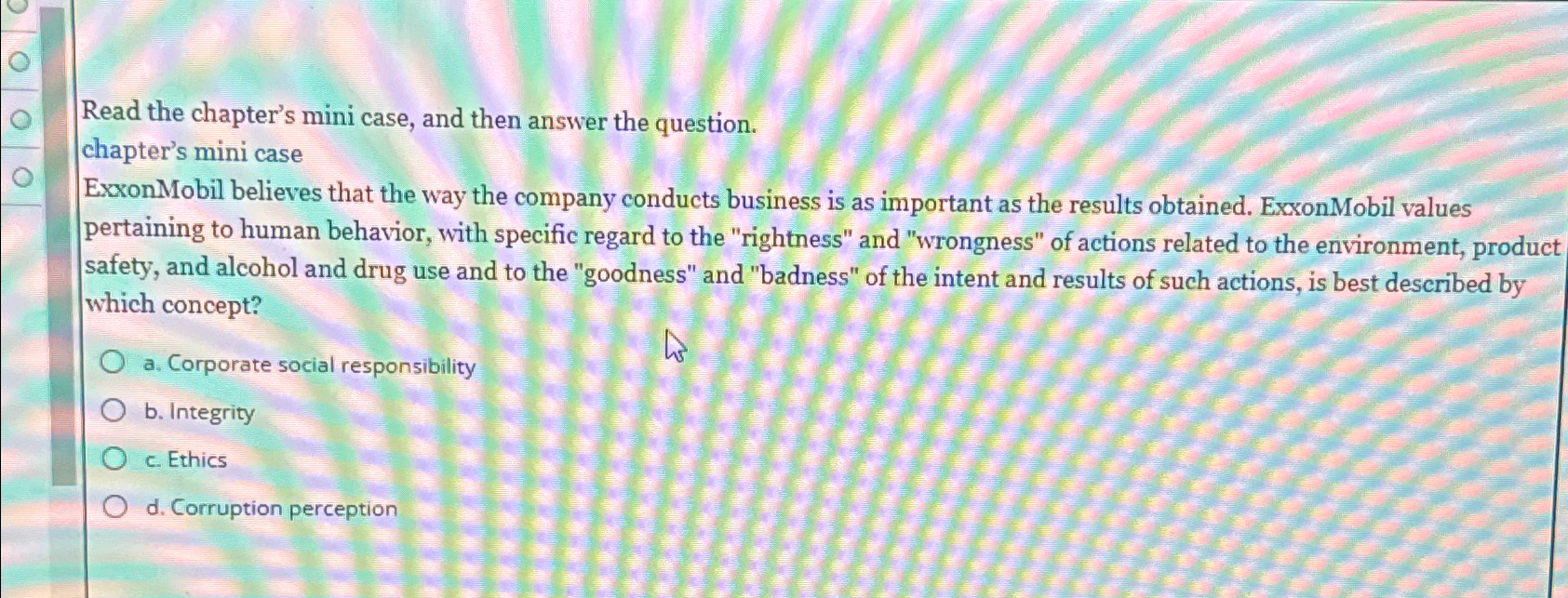  Read the chapter's mini case, and then answer the question. chapter's