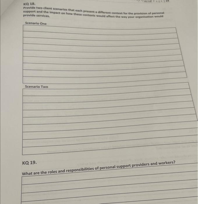  KQ 18. Provide two client scenarios that each present a different