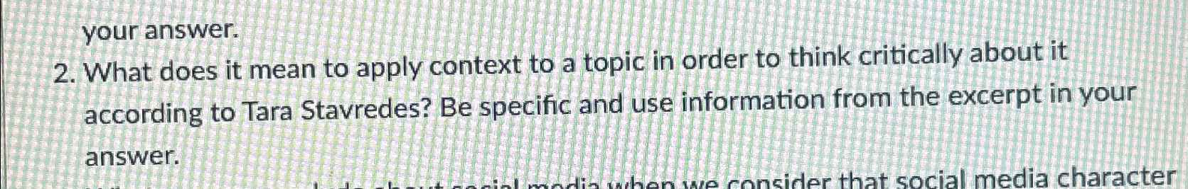  2. What does it mean to apply context to a topic