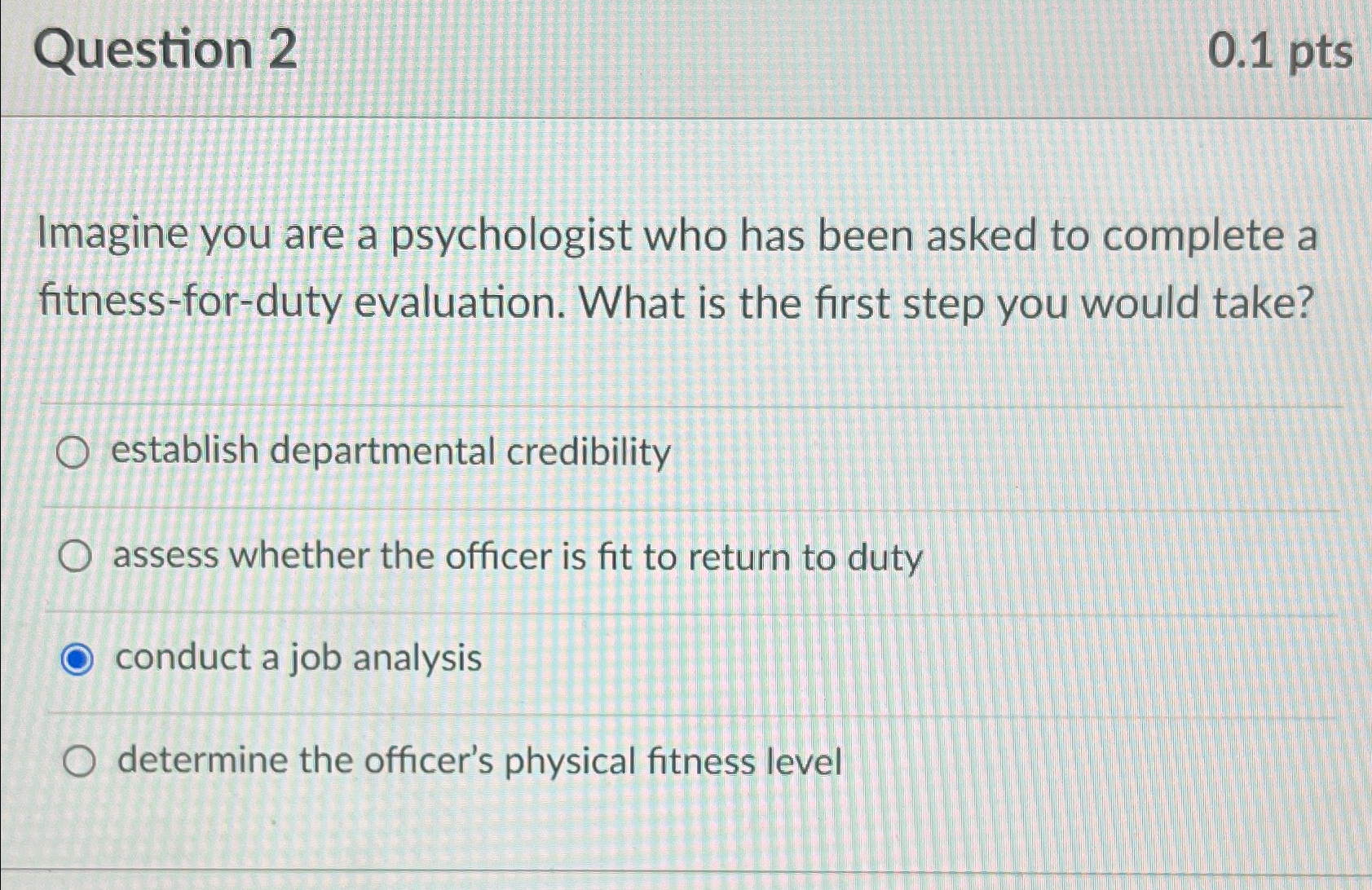  Question 2 0.1pts Imagine you are a psychologist who has been