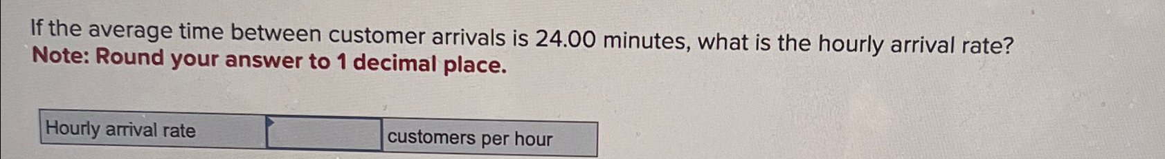  If the average time between customer arrivals is 24.00 minutes, what