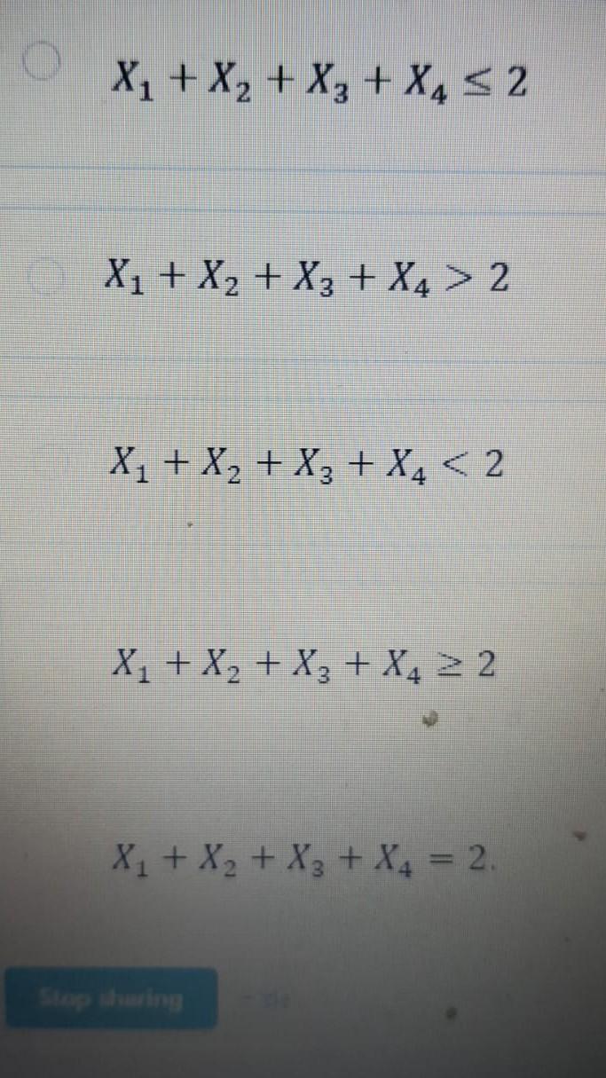 Identify the correct set of constraints to satisfy th following conditions: At