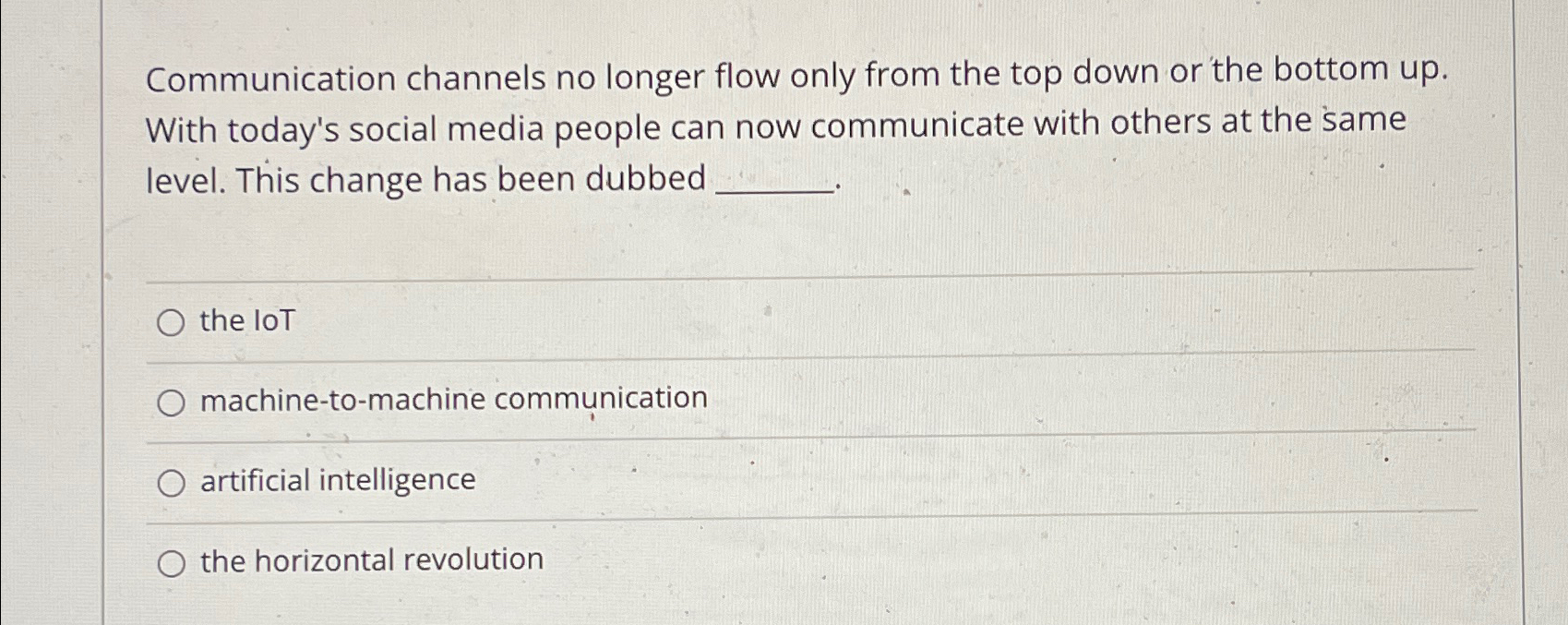  Communication channels no longer flow only from the top down or