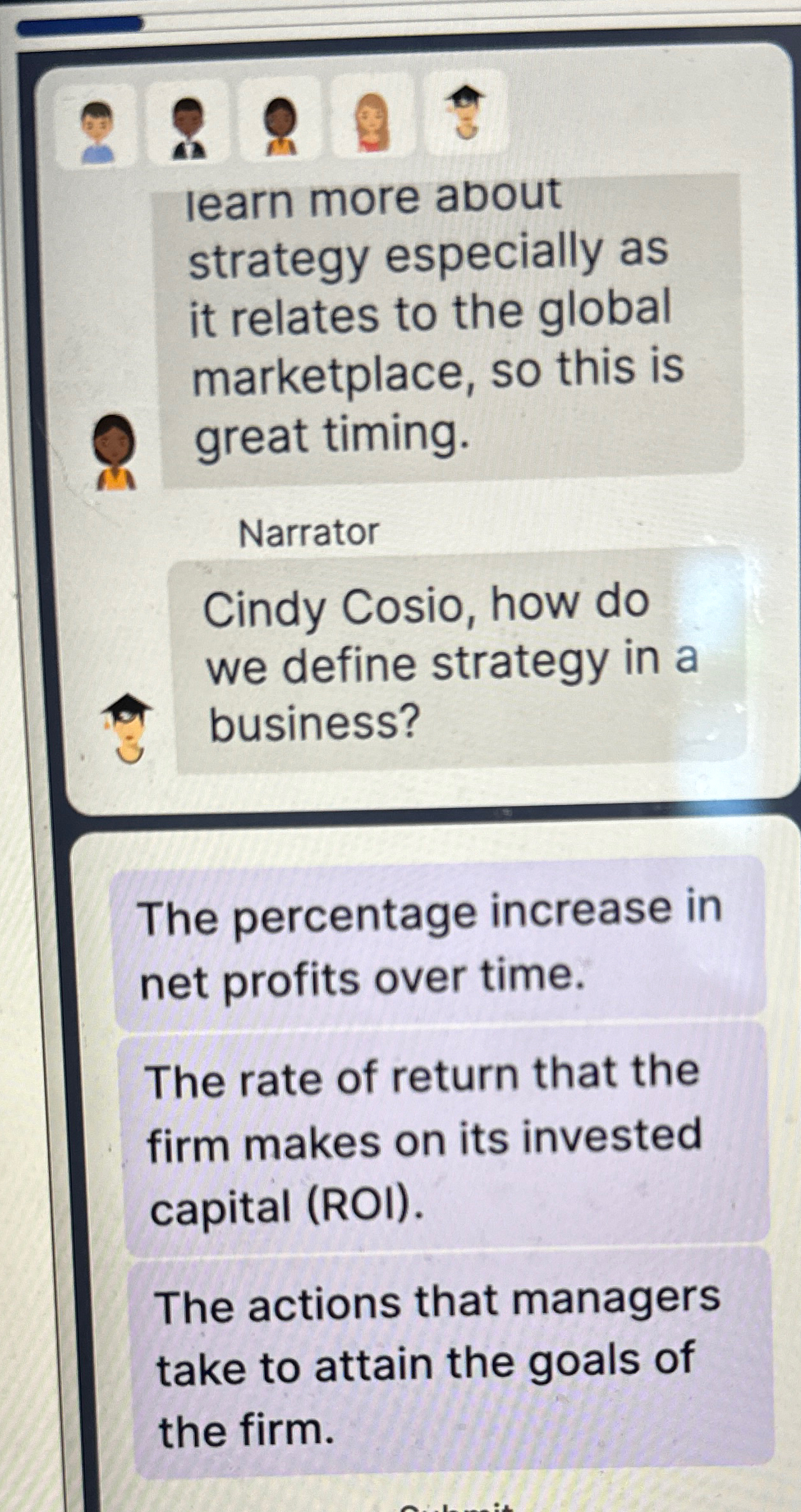  learn more about strategy especially as it relates to the global