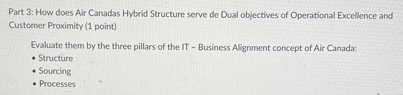  Part 3: How does Air Canadas Hybrid Structure serve de Dual