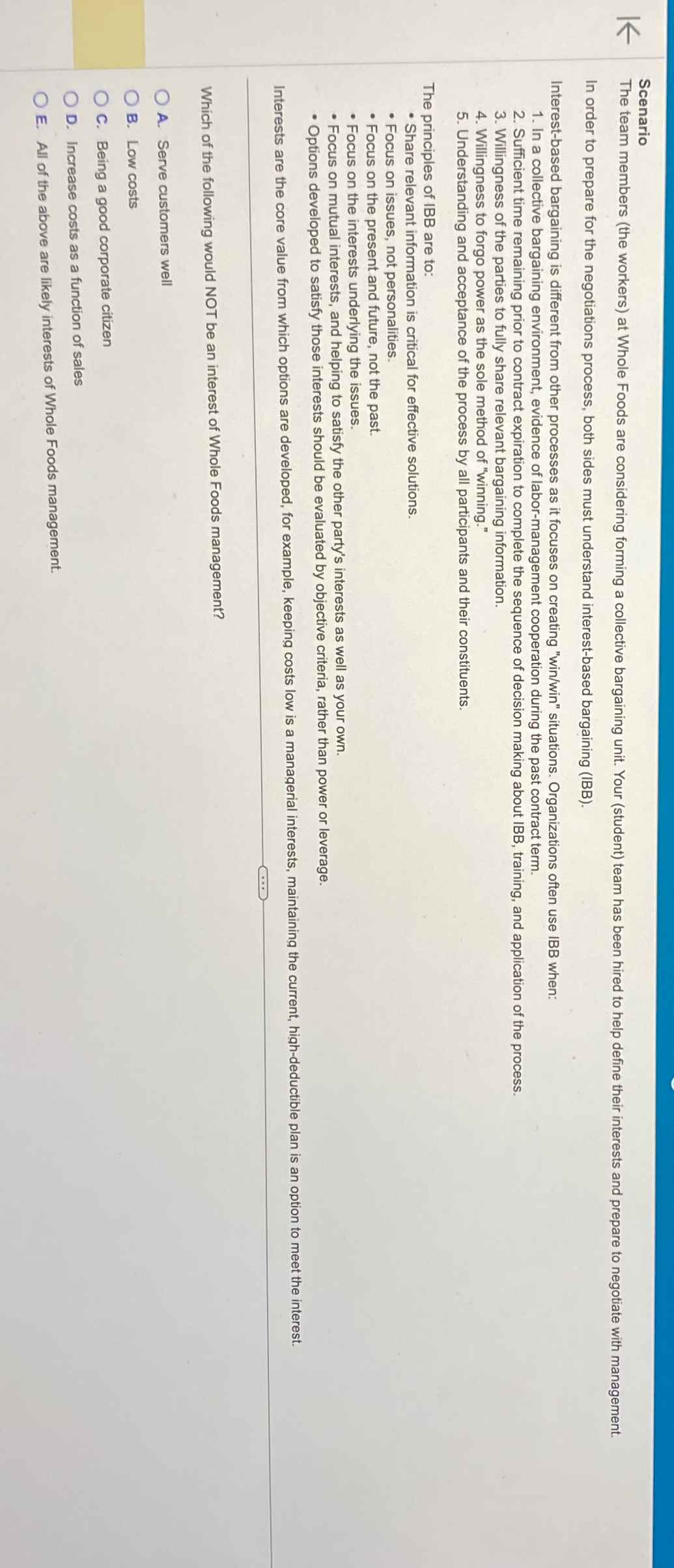  Scenario In order to prepare for the negotiations process, both sides