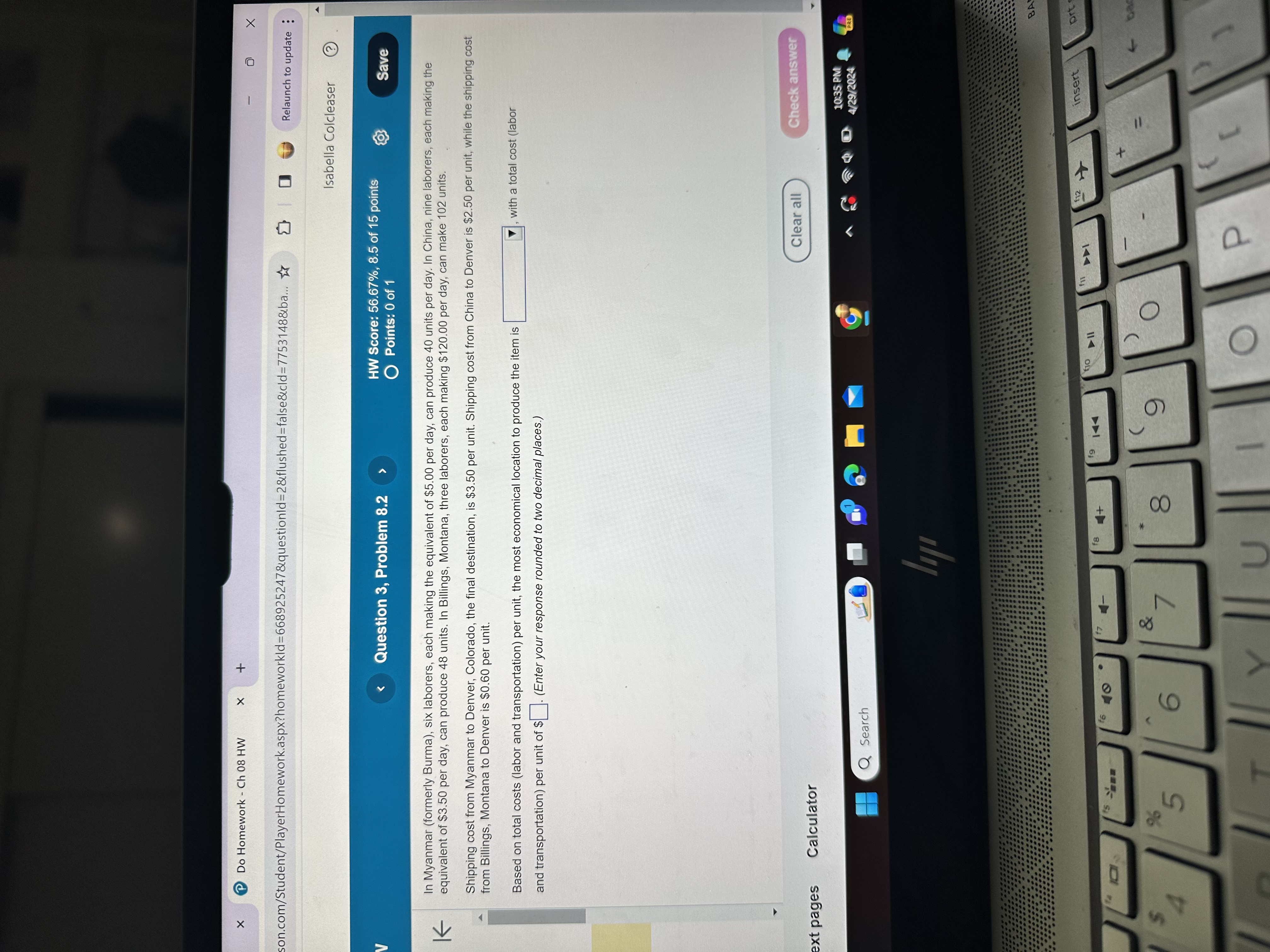  Do Homework - Ch 08HW son.com/Student/PlayerHomework.aspx?homeworkld=668925247&questionld=2&flushed=false&cld=7753148&ba... Relaunch to update Isabella Colcleaser