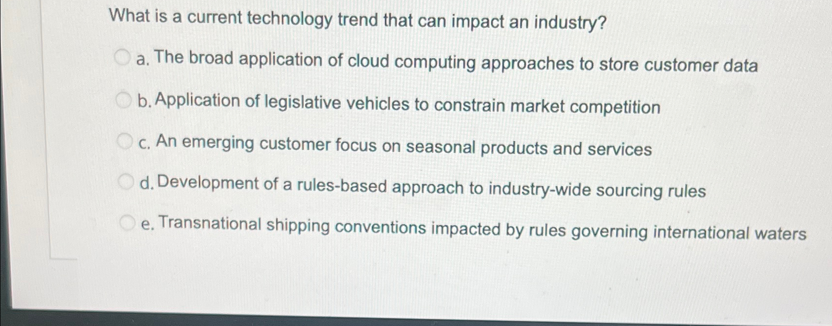  What is a current technology trend that can impact an industry?